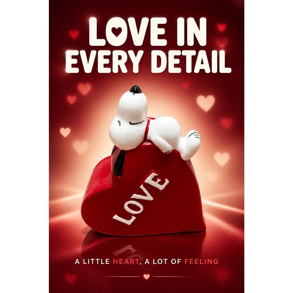 Vintage 1958-1966 Snoopy Laying On Heart “Love” Planter